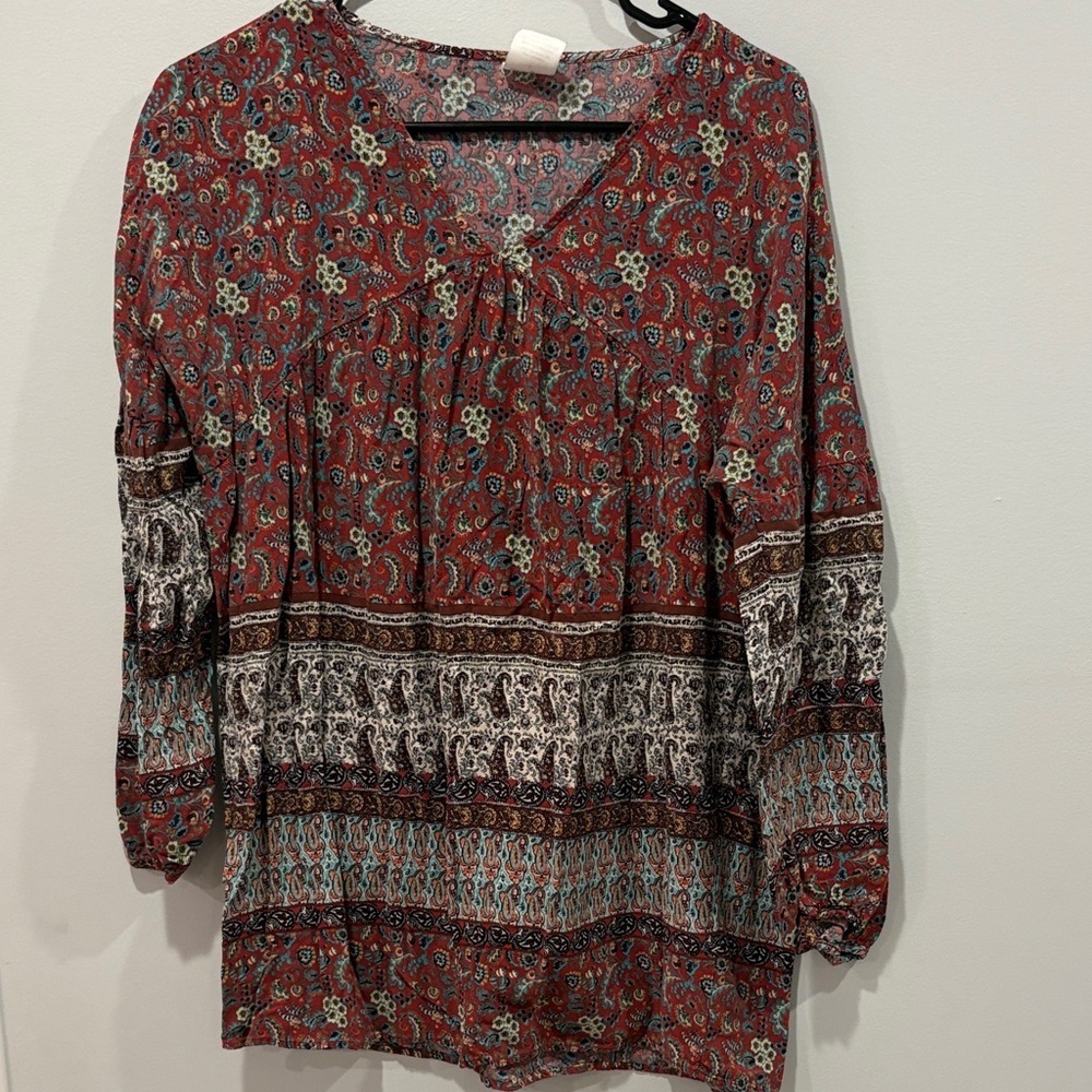 Wrangler Women's Boho Blouse - Red and White